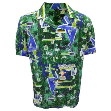 Men Digital Print Rayon Short Sleeve Beach Shirt